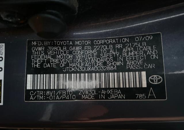 Photo 9 VIN: JTDKN3DUXA0032884 - TOYOTA PRIUS 