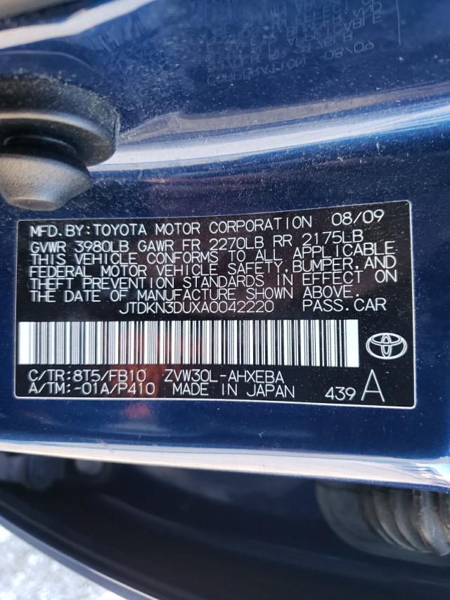 Photo 9 VIN: JTDKN3DUXA0042220 - TOYOTA PRIUS 