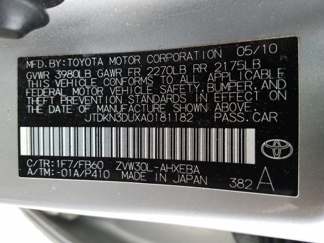 Photo 9 VIN: JTDKN3DUXA0181182 - TOYOTA PRIUS 