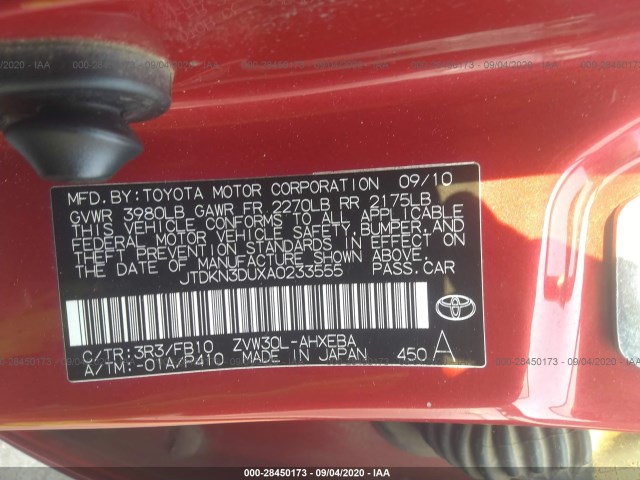 Photo 8 VIN: JTDKN3DUXA0233555 - TOYOTA PRIUS 