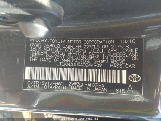 Photo 8 VIN: JTDKN3DUXA0244989 - TOYOTA PRIUS 