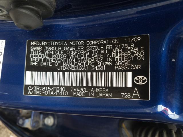 Photo 9 VIN: JTDKN3DUXA1124281 - TOYOTA PRIUS 