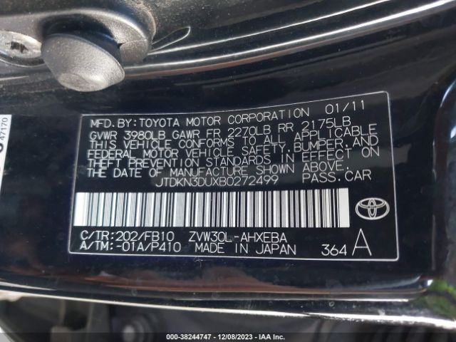 Photo 8 VIN: JTDKN3DUXB0272499 - TOYOTA PRIUS 