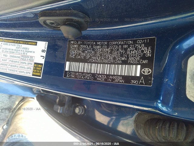 Photo 8 VIN: JTDKN3DUXB0291246 - TOYOTA PRIUS 