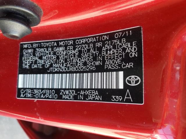 Photo 9 VIN: JTDKN3DUXB0325296 - TOYOTA PRIUS 