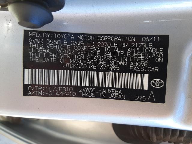 Photo 9 VIN: JTDKN3DUXB1375965 - TOYOTA PRIUS 