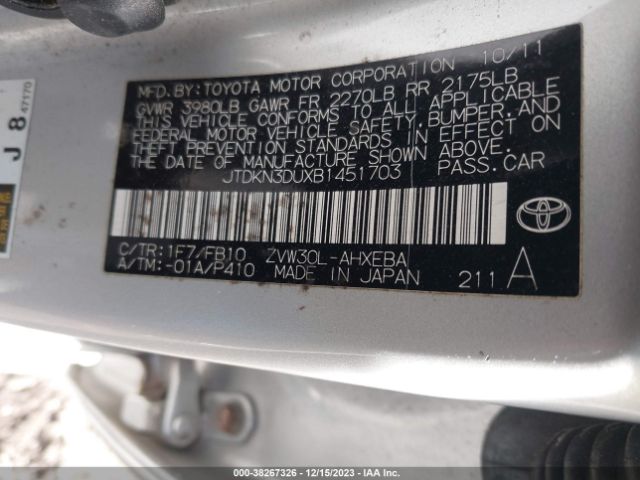 Photo 8 VIN: JTDKN3DUXB1451703 - TOYOTA PRIUS 