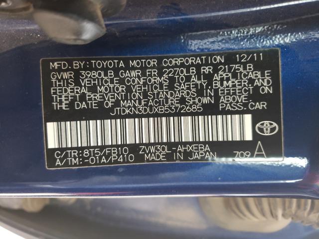 Photo 9 VIN: JTDKN3DUXB5372685 - TOYOTA PRIUS 