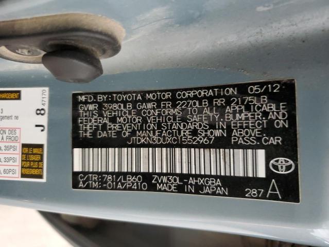 Photo 11 VIN: JTDKN3DUXC1552967 - TOYOTA PRIUS 