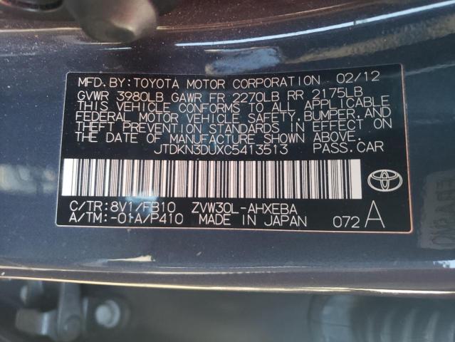 Photo 12 VIN: JTDKN3DUXC5413513 - TOYOTA PRIUS 