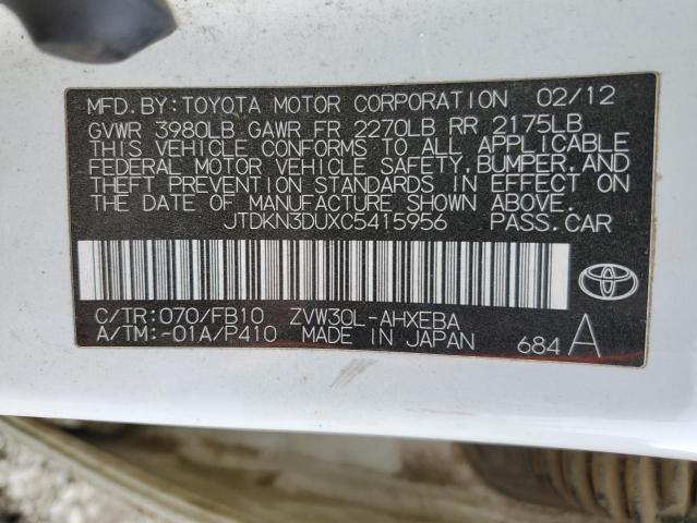 Photo 11 VIN: JTDKN3DUXC5415956 - TOYOTA PRIUS 