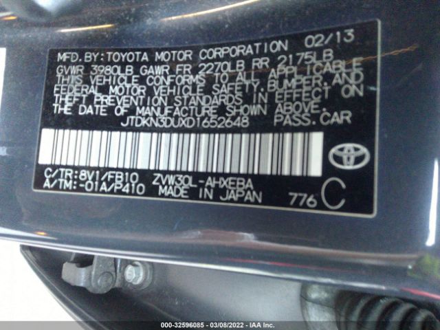 Photo 8 VIN: JTDKN3DUXD1652648 - TOYOTA PRIUS 