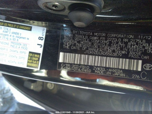 Photo 8 VIN: JTDKN3DUXD5563879 - TOYOTA PRIUS 