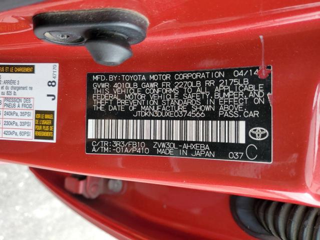 Photo 11 VIN: JTDKN3DUXE0374566 - TOYOTA PRIUS 