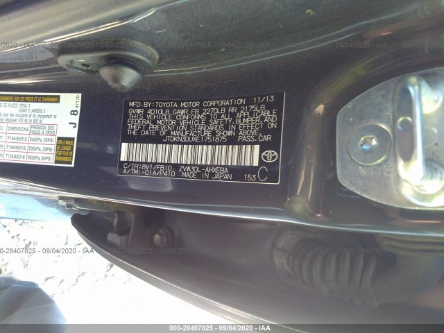 Photo 8 VIN: JTDKN3DUXE1751875 - TOYOTA PRIUS 