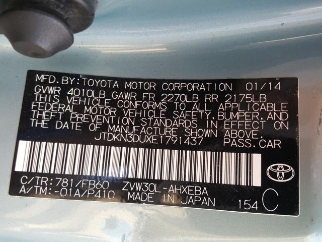 Photo 9 VIN: JTDKN3DUXE1791437 - TOYOTA PRIUS 