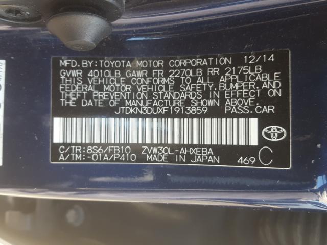 Photo 9 VIN: JTDKN3DUXF1913859 - TOYOTA PRIUS 