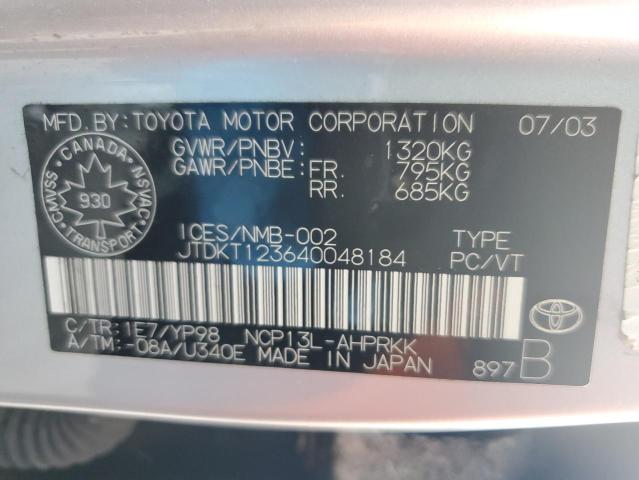 Photo 12 VIN: JTDKT123640048184 - TOYOTA ECHO 