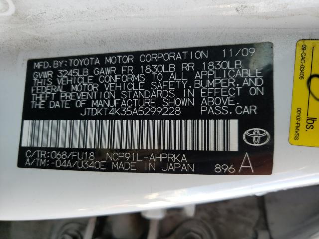 Photo 9 VIN: JTDKT4K35A5299228 - TOYOTA YARIS 