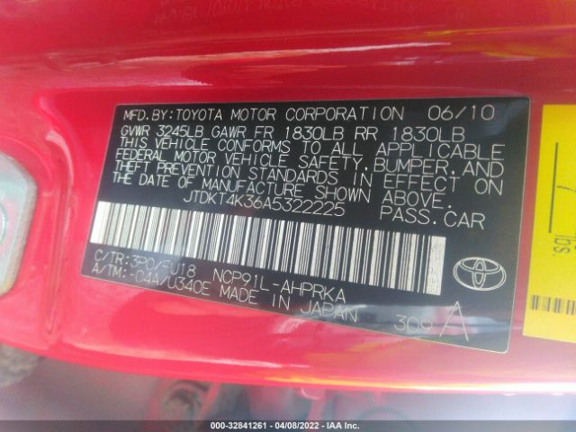 Photo 8 VIN: JTDKT4K36A5322225 - TOYOTA YARIS 