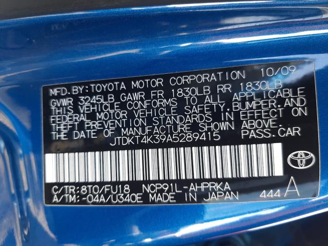 Photo 9 VIN: JTDKT4K39A5289415 - TOYOTA YARIS 