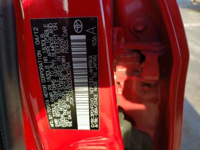 Photo 11 VIN: JTDKTUD30CD530784 - TOYOTA YARIS 