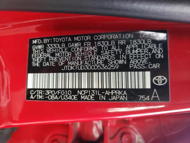 Photo 11 VIN: JTDKTUD30CD536259 - TOYOTA YARIS 