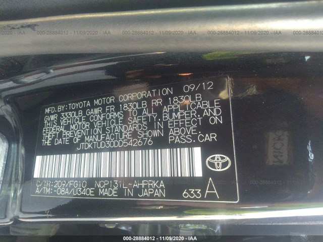 Photo 8 VIN: JTDKTUD30DD542676 - TOYOTA YARIS 