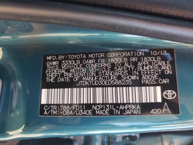 Photo 9 VIN: JTDKTUD30ED588235 - TOYOTA YARIS 