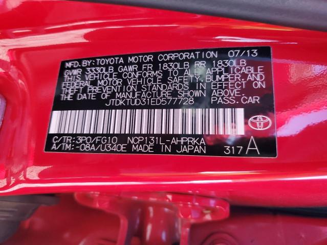 Photo 12 VIN: JTDKTUD31ED577728 - TOYOTA YARIS 