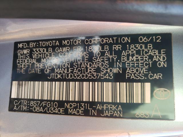 Photo 9 VIN: JTDKTUD32CD537543 - TOYOTA YARIS 