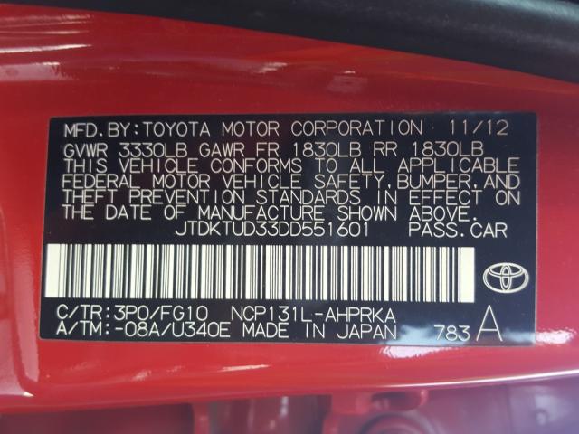 Photo 9 VIN: JTDKTUD33DD551601 - TOYOTA YARIS 