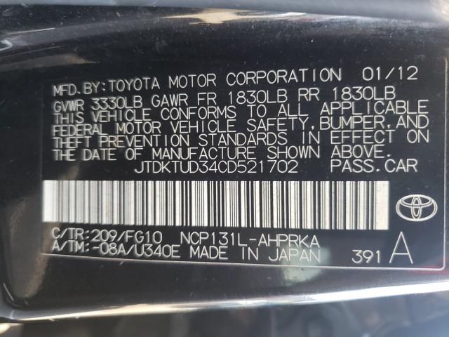 Photo 9 VIN: JTDKTUD34CD521702 - TOYOTA YARIS 