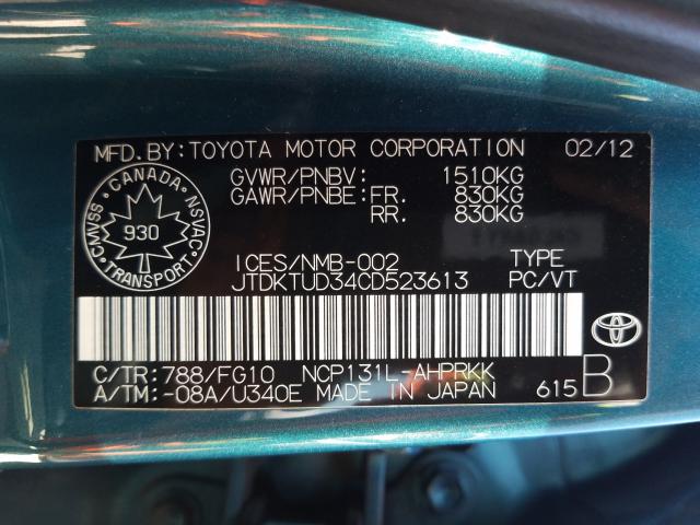 Photo 9 VIN: JTDKTUD34CD523613 - TOYOTA YARIS 