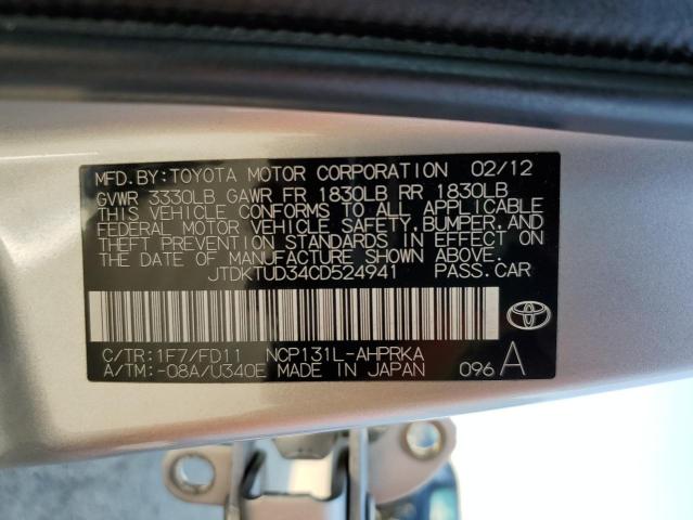 Photo 12 VIN: JTDKTUD34CD524941 - TOYOTA YARIS 