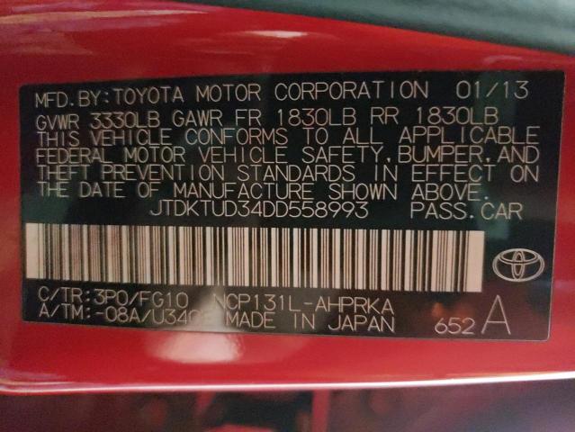 Photo 9 VIN: JTDKTUD34DD558993 - TOYOTA YARIS 