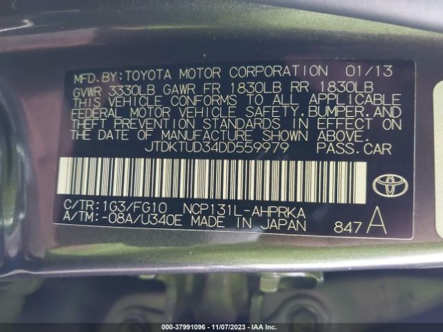 Photo 8 VIN: JTDKTUD34DD559979 - TOYOTA YARIS 