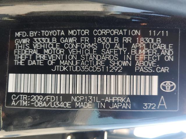 Photo 12 VIN: JTDKTUD35CD511292 - TOYOTA YARIS 