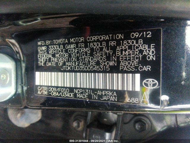 Photo 8 VIN: JTDKTUD35DD545315 - TOYOTA YARIS 