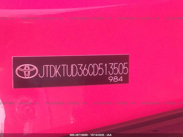 Photo 8 VIN: JTDKTUD36CD513505 - TOYOTA YARIS 