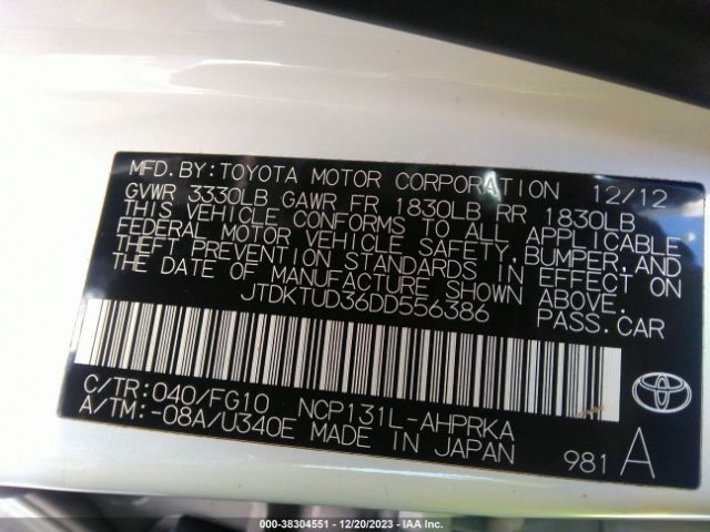 Photo 8 VIN: JTDKTUD36DD556386 - TOYOTA YARIS 