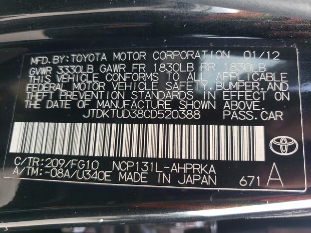 Photo 9 VIN: JTDKTUD38CD520388 - TOYOTA YARIS 