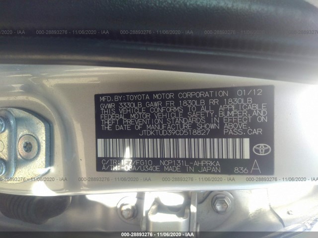 Photo 8 VIN: JTDKTUD39CD518827 - TOYOTA YARIS 