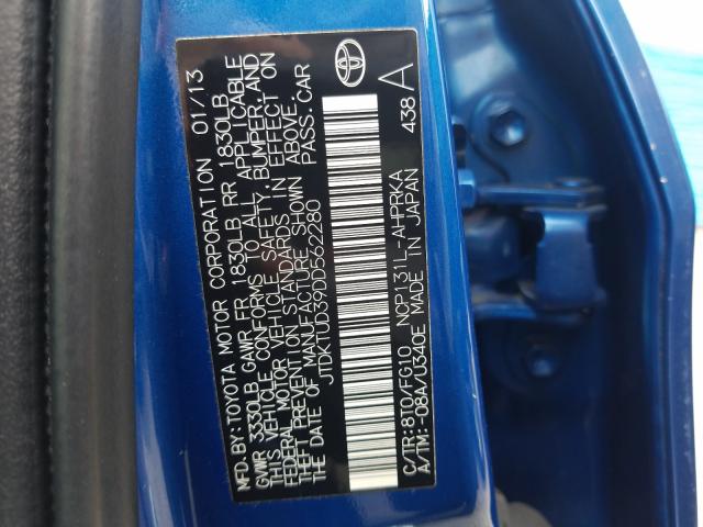 Photo 9 VIN: JTDKTUD39DD562280 - TOYOTA YARIS 