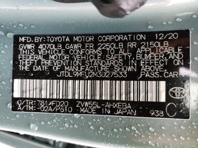 Photo 9 VIN: JTDL9MFU2M3027533 - TOYOTA PRIUS LE 