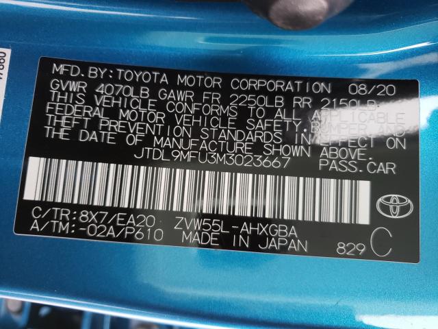 Photo 9 VIN: JTDL9MFU3M3023667 - TOYOTA PRIUS LE 