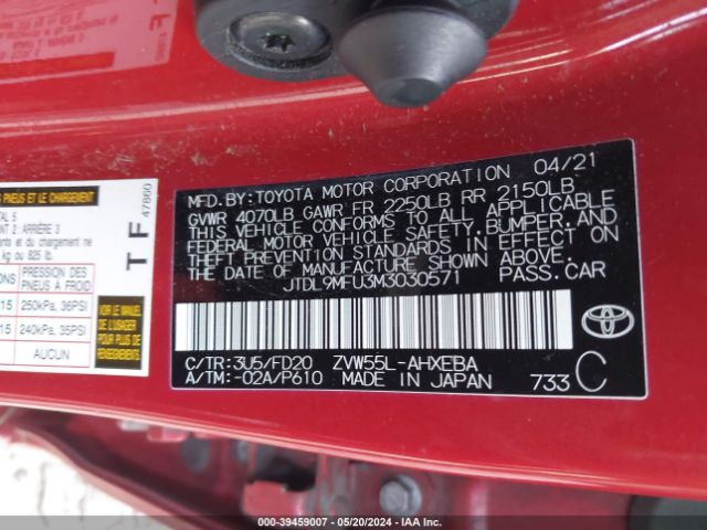 Photo 8 VIN: JTDL9MFU3M3030571 - TOYOTA PRIUS 