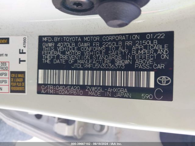 Photo 8 VIN: JTDL9MFU5N3036373 - TOYOTA PRIUS 