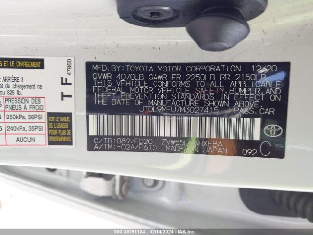 Photo 8 VIN: JTDL9MFU7M3027415 - TOYOTA PRIUS 