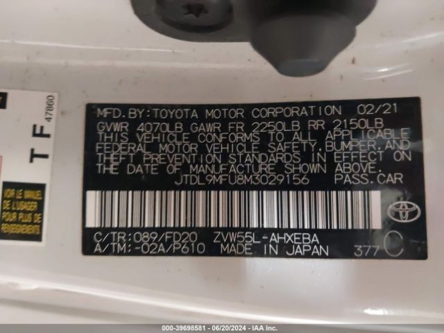 Photo 8 VIN: JTDL9MFU8M3029156 - TOYOTA PRIUS 